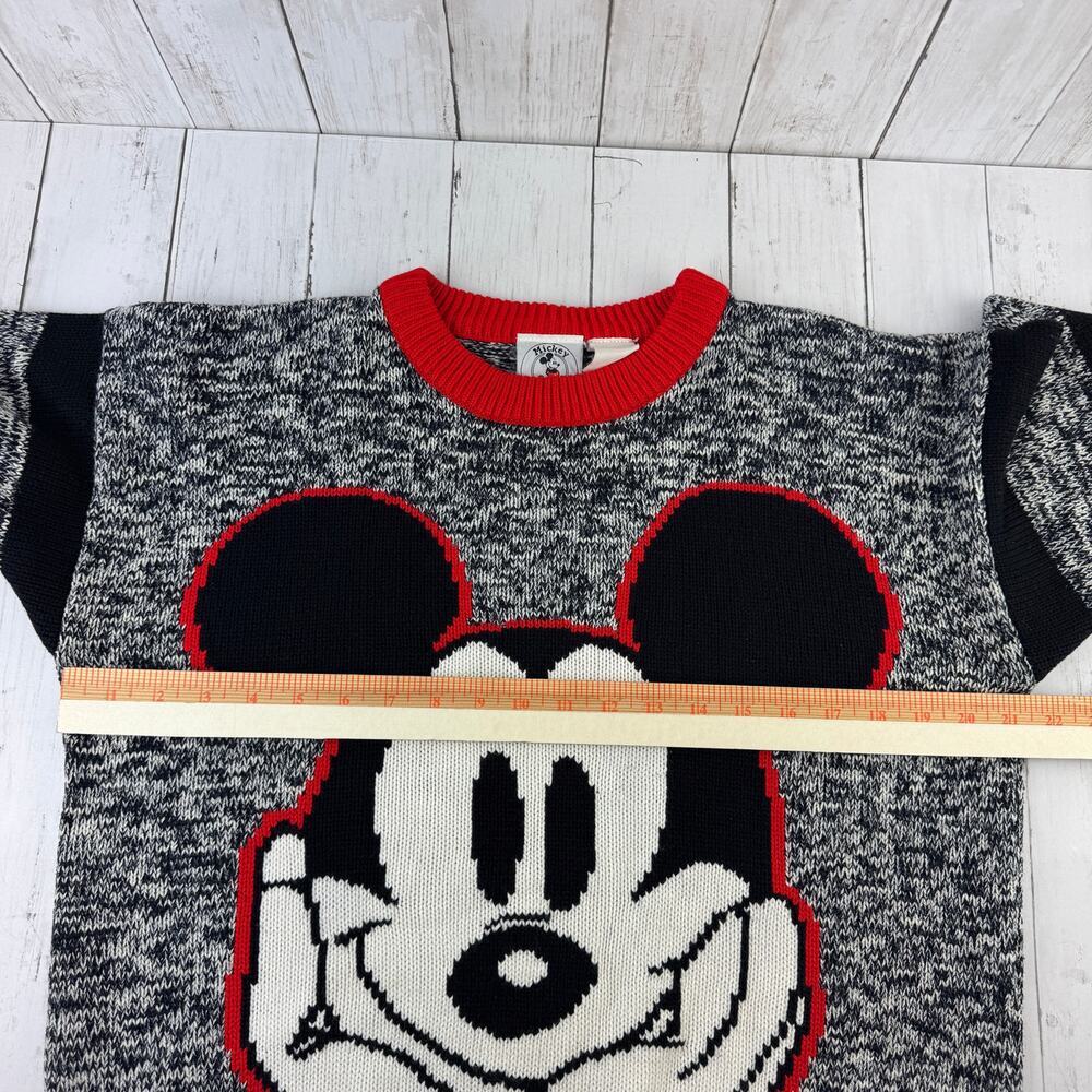 VTG Mickey & Co. Gray Red Mickey Mouse Disney Crewneck Knit Sweater Size Large - Picture 7 of 9